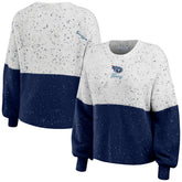 Tennessee Titans WEAR by Erin Andrews Women's Lighweight Modest Crop Color-Block Pullover Sweater White/Navy