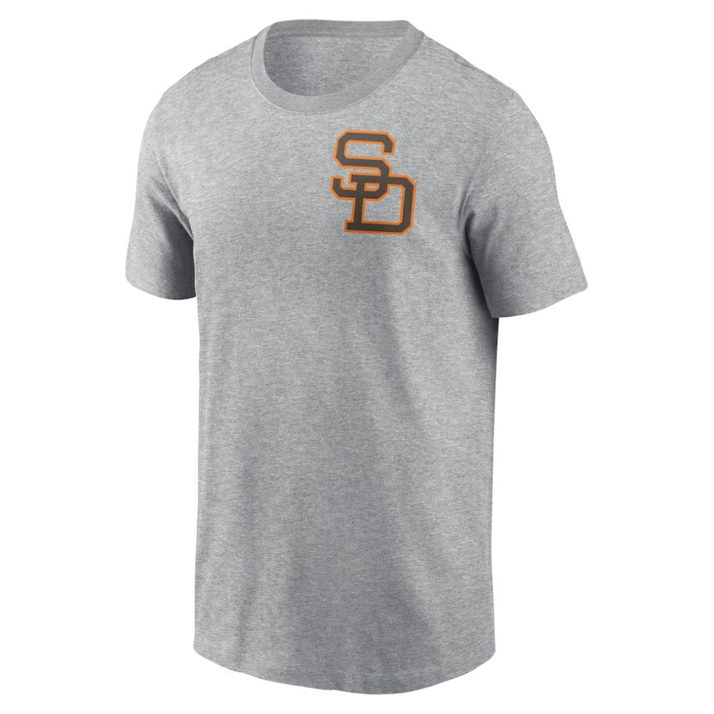 San Diego Padres Nike Cooperstown Collection Large Logo 2-Hit T-Shirt - Heather Gray T-shirts
