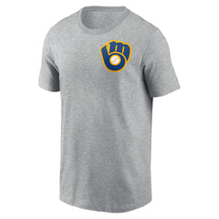Milwaukee Brewers Nike Cooperstown Collection Large Logo 2-Hit T-Shirt - Heather Gray T-shirts