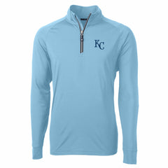 Kansas City Royals Cutter & Buck Adapt Eco Knit Stretch Recycled Quarter-Zip Pullover Top - Light Blue Pullover