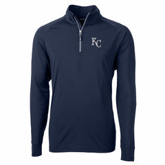 Kansas City Royals Cutter & Buck Adapt Eco Knit Stretch Recycled Quarter-Zip Pullover Top - Navy Pullover