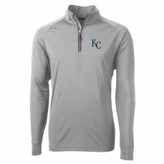 Kansas City Royals Cutter & Buck Adapt Eco Knit Stretch Recycled Quarter-Zip Pullover Top - Gray Pullover