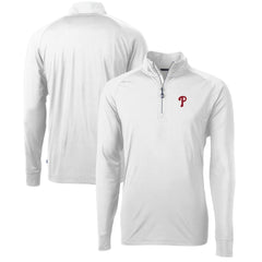 Philadelphia Phillies Cutter & Buck Adapt Eco Knit Stretch Recycled Quarter-Zip Pullover Top - White Pullover