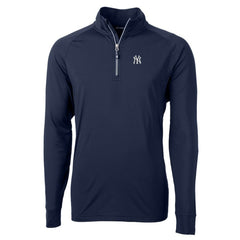 New York Yankees Cutter & Buck Adapt Eco Knit Stretch Recycled Quarter-Zip Pullover Top - Navy Pullover
