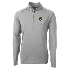 Milwaukee Brewers Cutter & Buck Adapt Eco Knit Stretch Recycled Quarter-Zip Pullover Top - Gray Pullover
