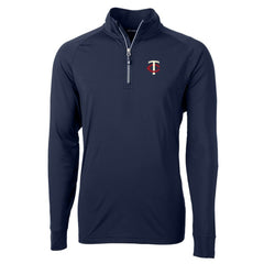 Minnesota Twins Cutter & Buck Adapt Eco Knit Stretch Recycled Quarter-Zip Pullover Top - Navy Pullover
