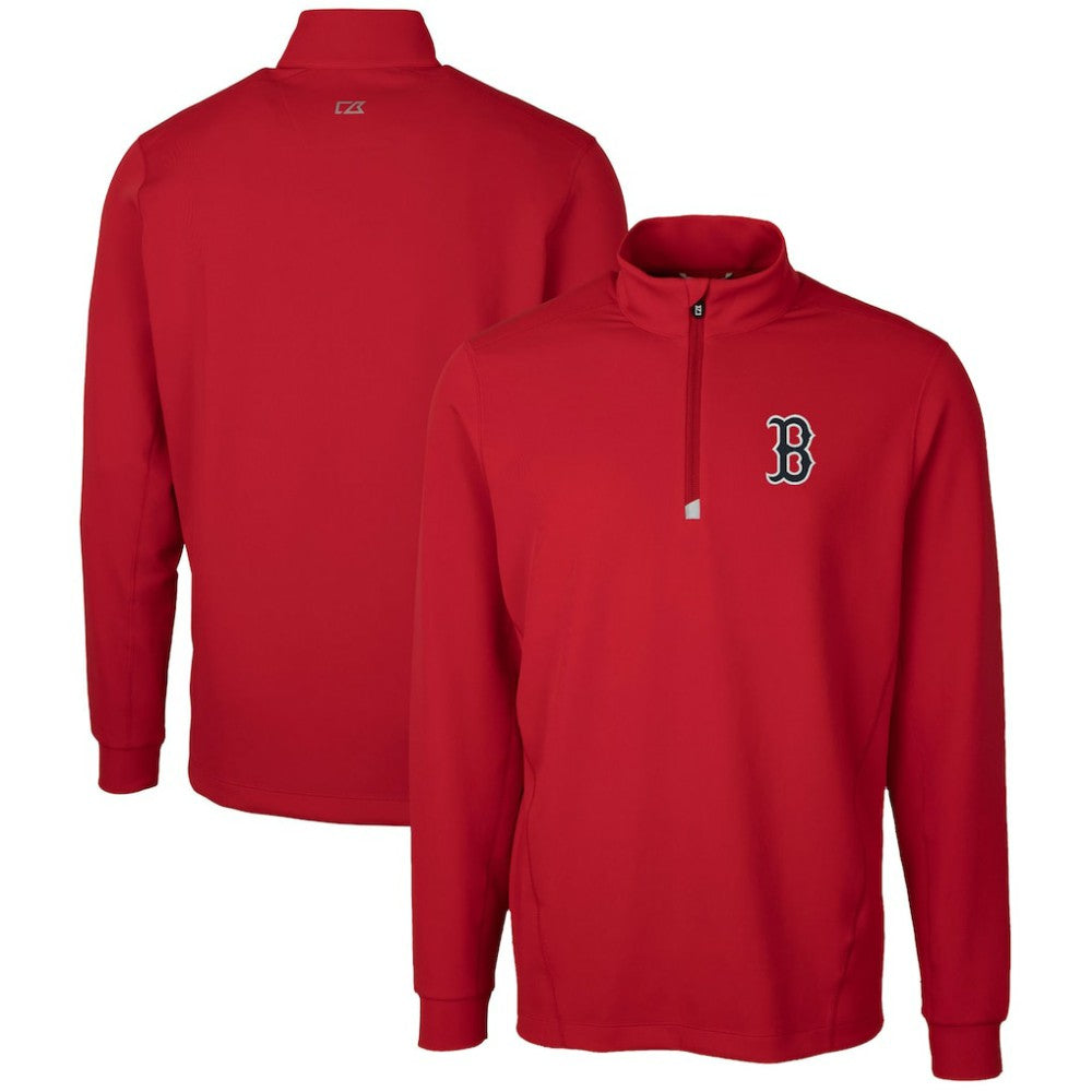 Boston Red Sox Cutter & Buck Traverse Stretch Quarter-Zip Pullover Top - Red Pullover