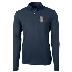 Boston Red Sox Cutter & Buck Virtue Eco Pique Recycled Quarter-Zip Pullover Top - Navy Pullover