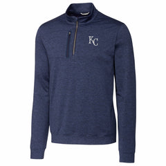 Kansas City Royals Cutter & Buck Stealth Heathered Quarter-Zip Pullover Top - Navy Pullover