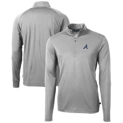 Atlanta Braves Cutter & Buck Virtue Eco Pique Recycled Quarter-Zip Pullover Top - Gray Pullover