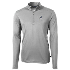 Atlanta Braves Cutter & Buck Virtue Eco Pique Recycled Quarter-Zip Pullover Top - Gray Pullover