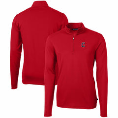 Cleveland Guardians Cutter & Buck Virtue Eco Pique Recycled Quarter-Zip Pullover Top - Red Pullover