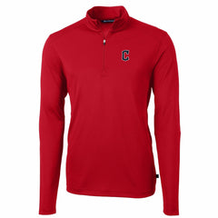 Cleveland Guardians Cutter & Buck Virtue Eco Pique Recycled Quarter-Zip Pullover Top - Red Pullover