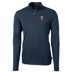 Minnesota Twins Cutter & Buck Virtue Eco Pique Recycled Quarter-Zip Pullover Top - Navy Pullover
