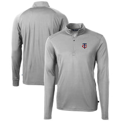 Minnesota Twins Cutter & Buck Virtue Eco Pique Recycled Quarter-Zip Pullover Top - Gray Pullover