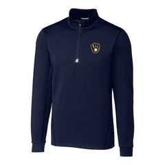 Milwaukee Brewers Cutter & Buck Big & Tall Traverse Stretch Quarter-Zip Pullover Top - Navy Pullover
