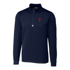 Philadelphia Phillies Cutter & Buck Big & Tall Traverse Stretch Quarter-Zip Pullover Top - Navy Pullover