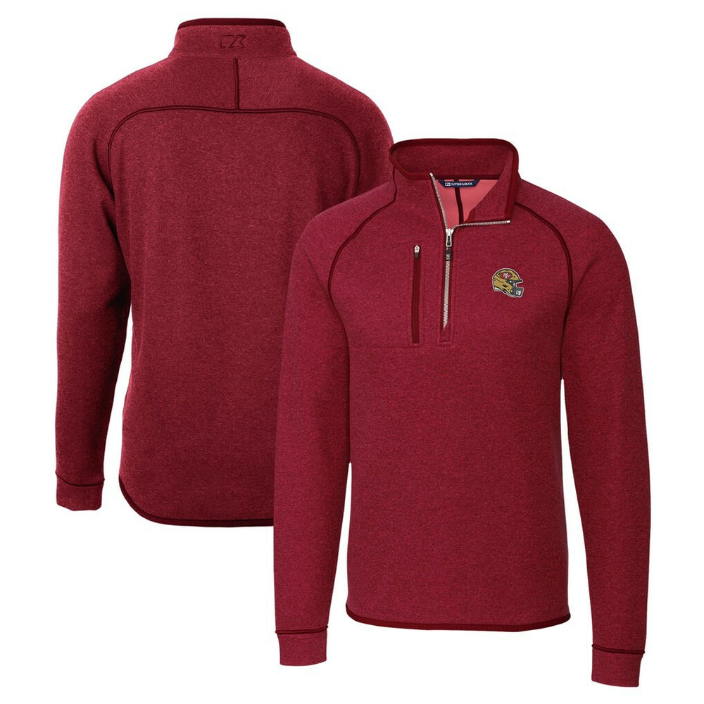 San Francisco 49ers Cutter & Buck Helmet Mainsail Sweater-Knit Half-Zip Pullover Jacket Red