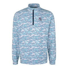 Buffalo Bills Cutter & Buck Helmet Traverse Camo Print Stretch Quarter-Zip Pullover Top Light Blue