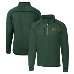 Green Bay Packers Cutter & Buck Helmet Mainsail Sweater-Knit Half-Zip Pullover Jacket Hunter Green