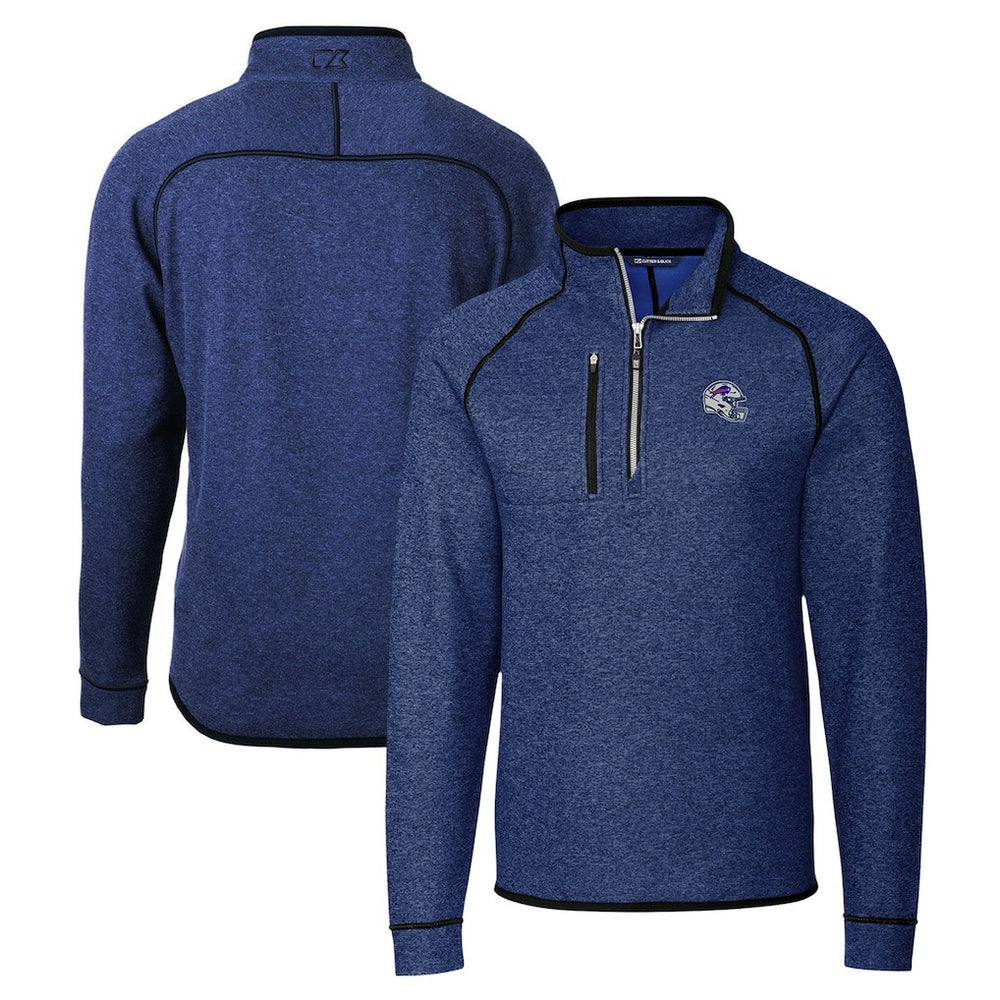 Buffalo Bills Cutter & Buck Helmet Mainsail Sweater-Knit Half-Zip Pullover Jacket Blue