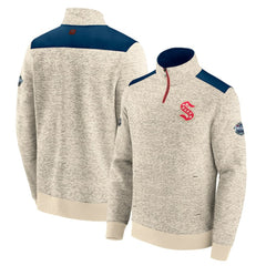 NHL Seattle Kraken Fanatics 2024 NHL Winter Classic Authentic Pro Fleece Quarter-Zip Pullover Top - Deep Sea Blue/Cream