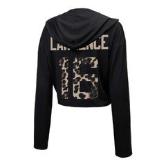 Trevor Lawrence Jacksonville Jaguars Majestic Threads Women's Leopard Player Name & Number Long Sleeve Cropped Hoodie Black