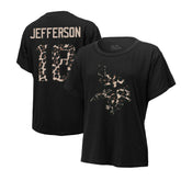 Justin Jefferson Minnesota Vikings Majestic Threads Women's Leopard Player Name & Number T-Shirt Black