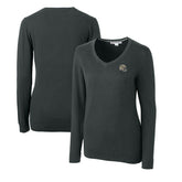 New Orleans Saints Cutter & Buck Women's Helmet Logo Lakemont Tri-Blend V-Neck Pullover Sweater Charcoal