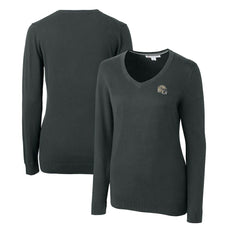 New Orleans Saints Cutter & Buck Women's Helmet Logo Lakemont Tri-Blend V-Neck Pullover Sweater Charcoal