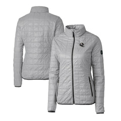 Pittsburgh Steelers Cutter & Buck Women's Helmet Logo Rainier PrimaLoft Eco Insulated Full-Zip Puffer Jacket Gray