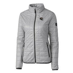 Baltimore Ravens Cutter & Buck Women's Helmet Logo Rainier PrimaLoft Eco Insulated Full-Zip Puffer Jacket Gray