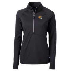 Green Bay Packers Cutter & Buck Women's Helmet Logo Adapt Eco Knit Stretch Recycled Half-Zip Pullover Top Black