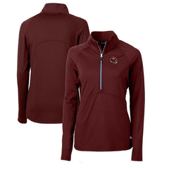 Washington Commanders Cutter & Buck Women's Helmet Logo Adapt Eco Knit Stretch Recycled Half-Zip Pullover Top Burgundy