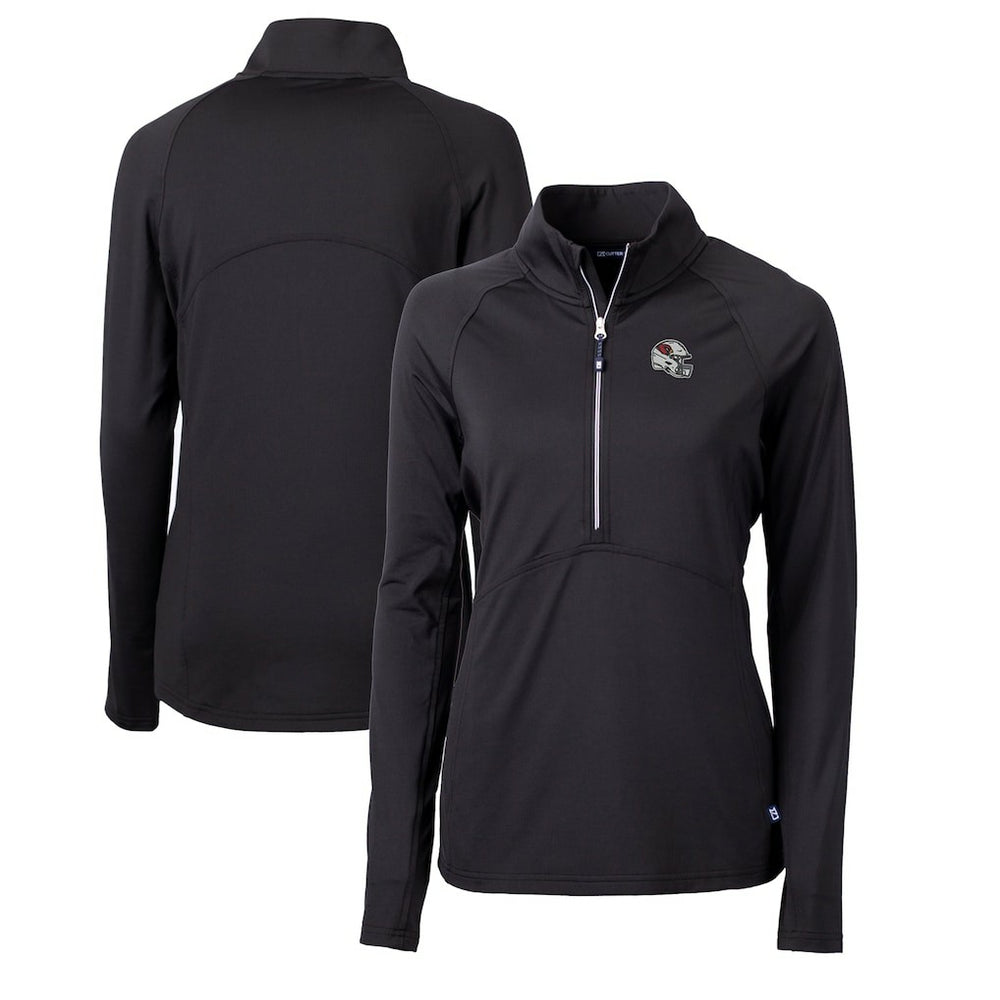 Arizona Cardinals Cutter & Buck Women's Helmet Logo Adapt Eco Knit Stretch Recycled Half-Zip Pullover Top Black