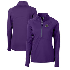 Baltimore Ravens Cutter & Buck Women's Helmet Logo Adapt Eco Knit Stretch Recycled Half-Zip Pullover Top Purple