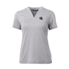 Pittsburgh Steelers Cutter & Buck Women's Helmet Logo DryTec Forge Stretch V-Neck Blade Top Heather Gray