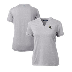 Jacksonville Jaguars Cutter & Buck Women's Helmet Logo DryTec Forge Stretch V-Neck Blade Top Heather Gray