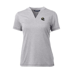Jacksonville Jaguars Cutter & Buck Women's Helmet Logo DryTec Forge Stretch V-Neck Blade Top Heather Gray