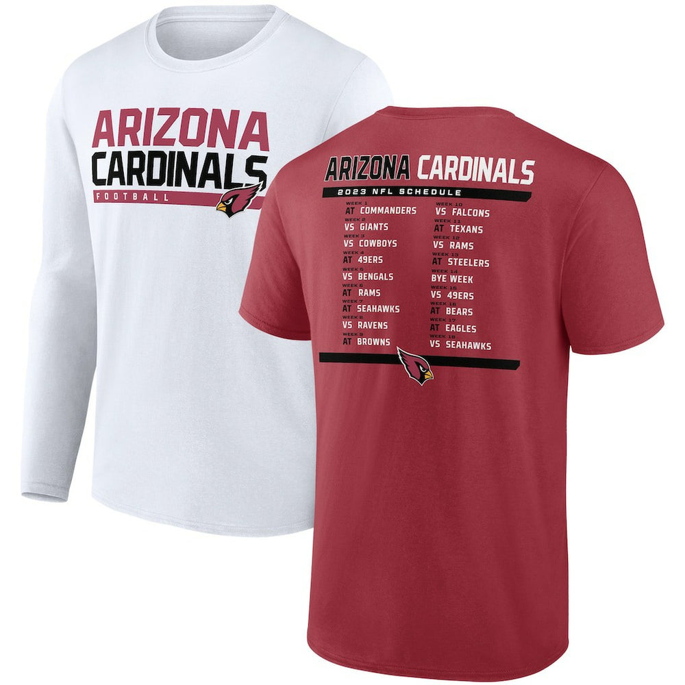 Arizona Cardinals Two-Pack 2023 Schedule T-Shirt Combo Set Cardinal/White