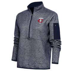 Minnesota Twins Antigua Women's Fortune Quarter-Zip Pullover Jacket - Heather Navy Jackets