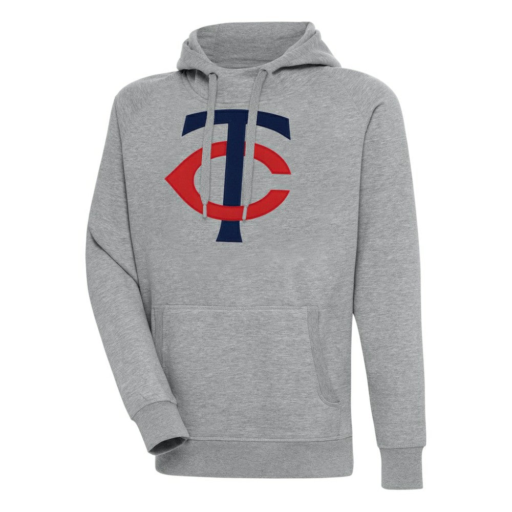 Minnesota Twins Antigua Victory Pullover Hoodie - Heather Gray Hoodies