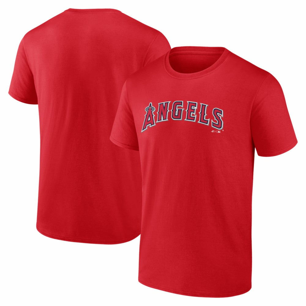 Los Angeles Angels Logo Athletic Wordmark T-Shirt - Red T-shirts