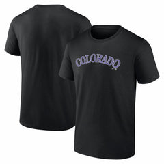 Colorado Rockies Logo Athletic Wordmark T-Shirt - Black T-shirts