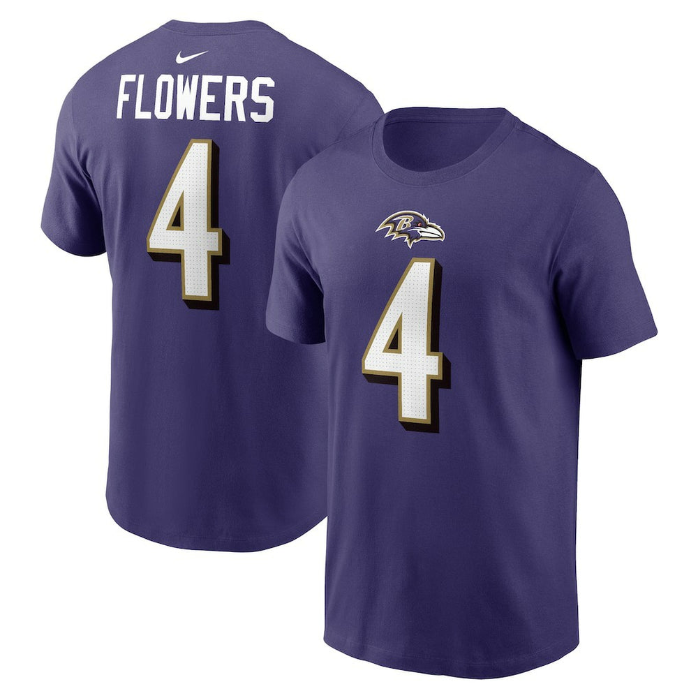 Zay Flowers Baltimore Ravens Player Name & Number T-Shirt Purple