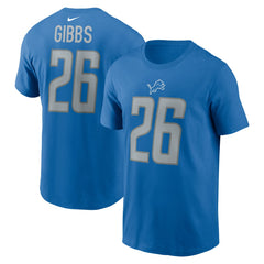Jahmyr Gibbs Detroit Lions 2023 NFL Draft First Round Pick Player Name & Number T-Shirt Blue