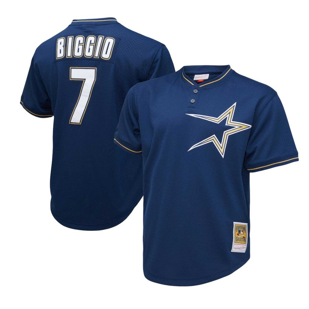 MLB Craig Biggio Houston Astros Mitchell & Ness 1991 Cooperstown Collection Mesh Pullover Jersey - Navy