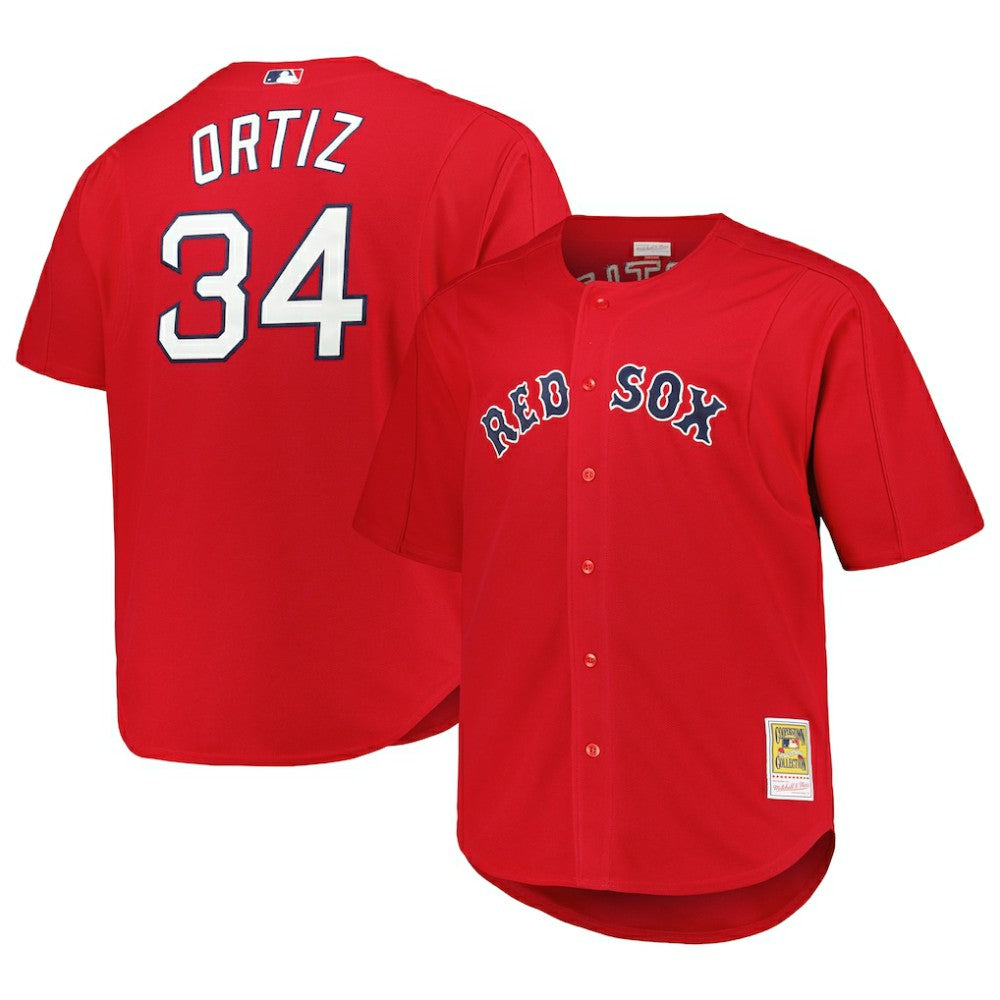 MLB David Ortiz Boston Red Sox Mitchell & Ness Big & Tall Cooperstown Mesh Batting Practice Jersey - Red