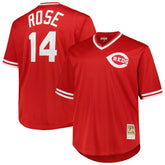 MLB Pete Rose Cincinnati Reds Mitchell & Ness 1984 Cooperstown Collection Mesh Pullover Jersey - Red