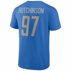 Aidan Hutchinson Detroit Lions Player Icon Name & Number T-Shirt Blue